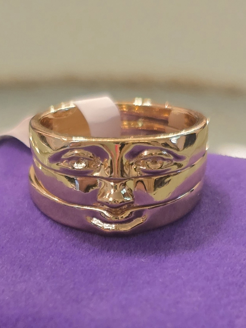 Gold Face Detail Stackable Women's Ring